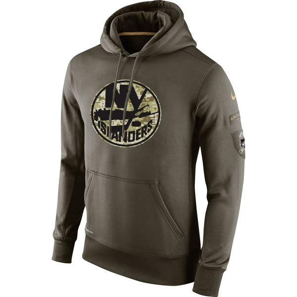 Men NHL NEW York Islanders Nike Olive Salute To Service KO Performance Hoodie Green->pittsburgh penguins->NHL Jersey